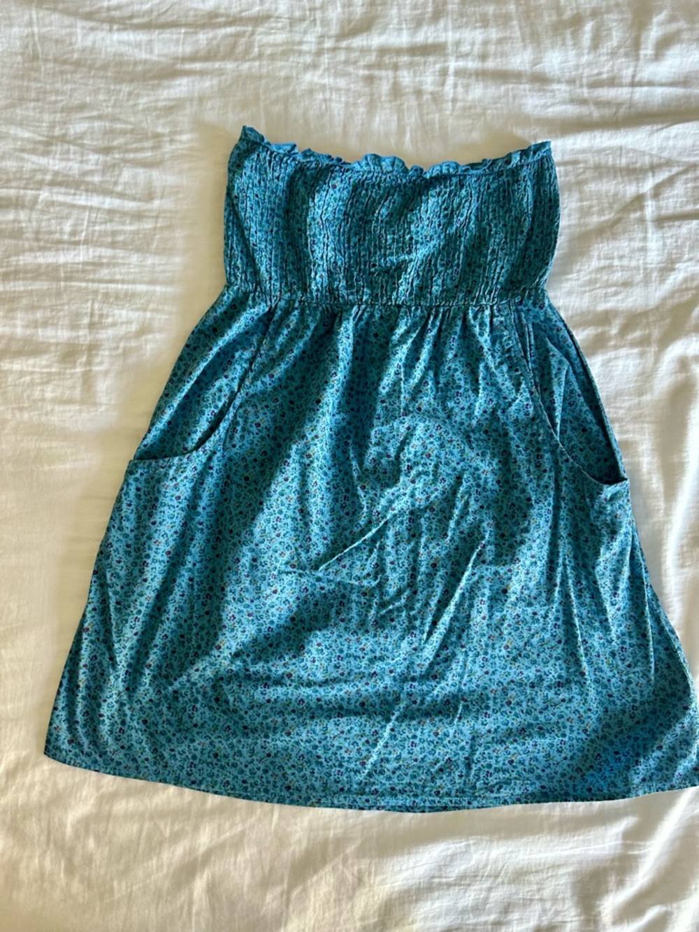 Vintage Wet Seal Teal Smocked Strapless Dress